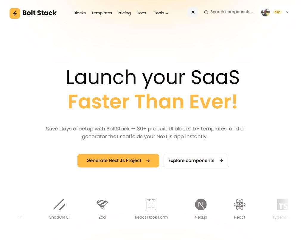 BoltStack - Main product screenshot demonstrating key features and user interface