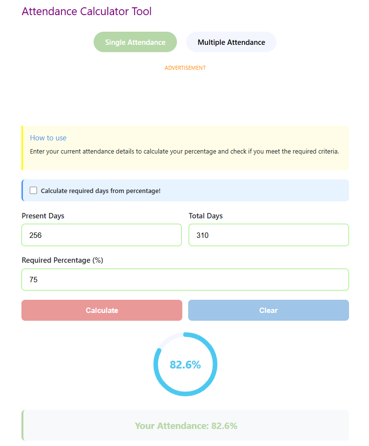 Online Attendance Percentage Calculator gallery image
