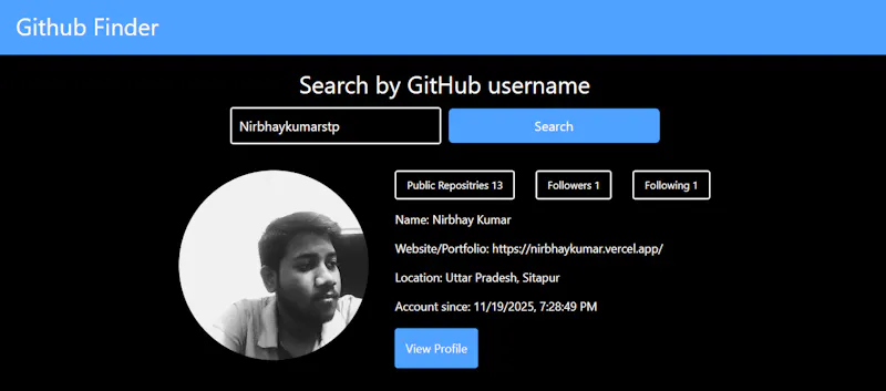 Github-profile-finder screenshot 1