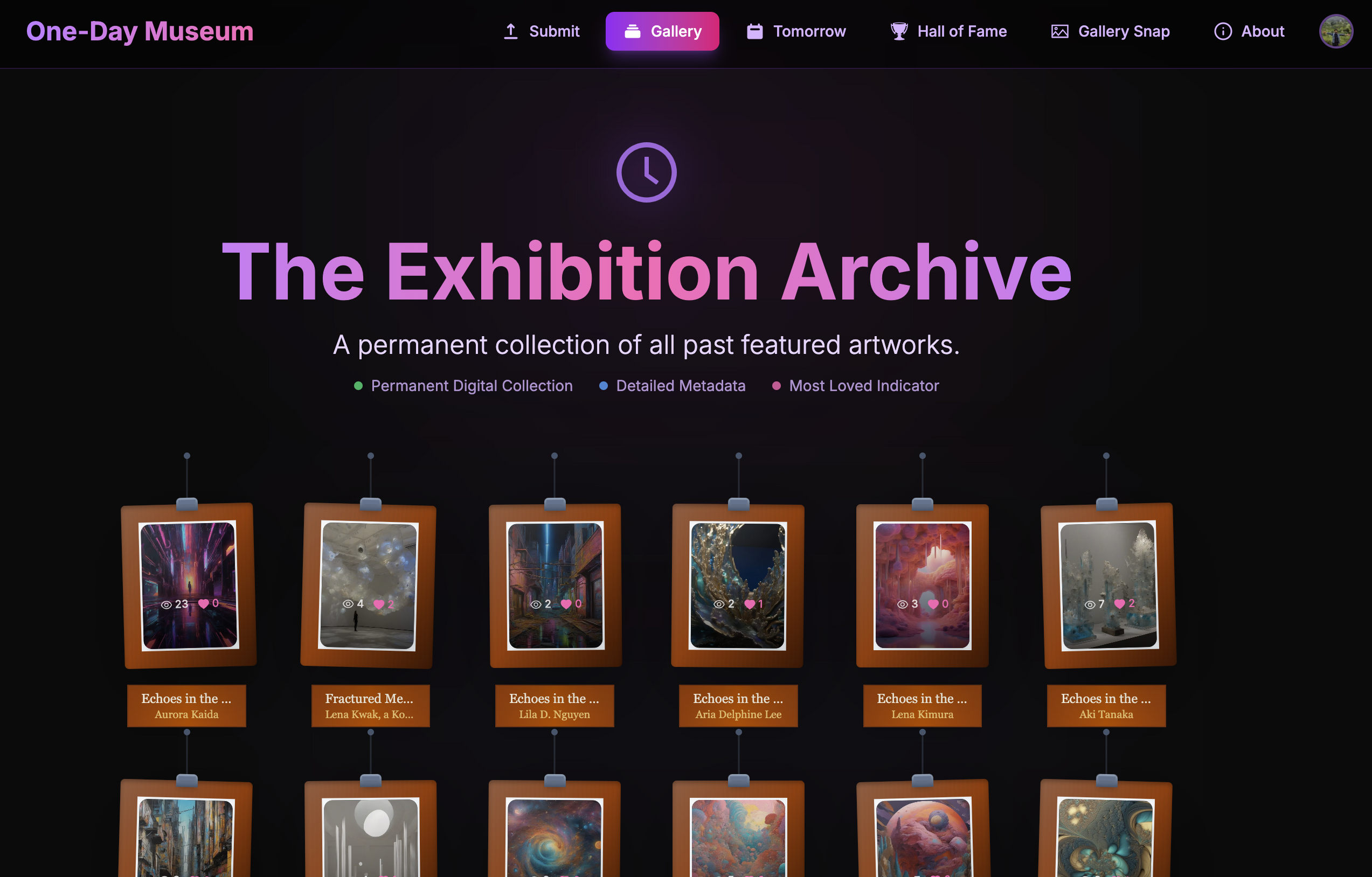 One Day Museum - Main product screenshot demonstrating key features and user interface