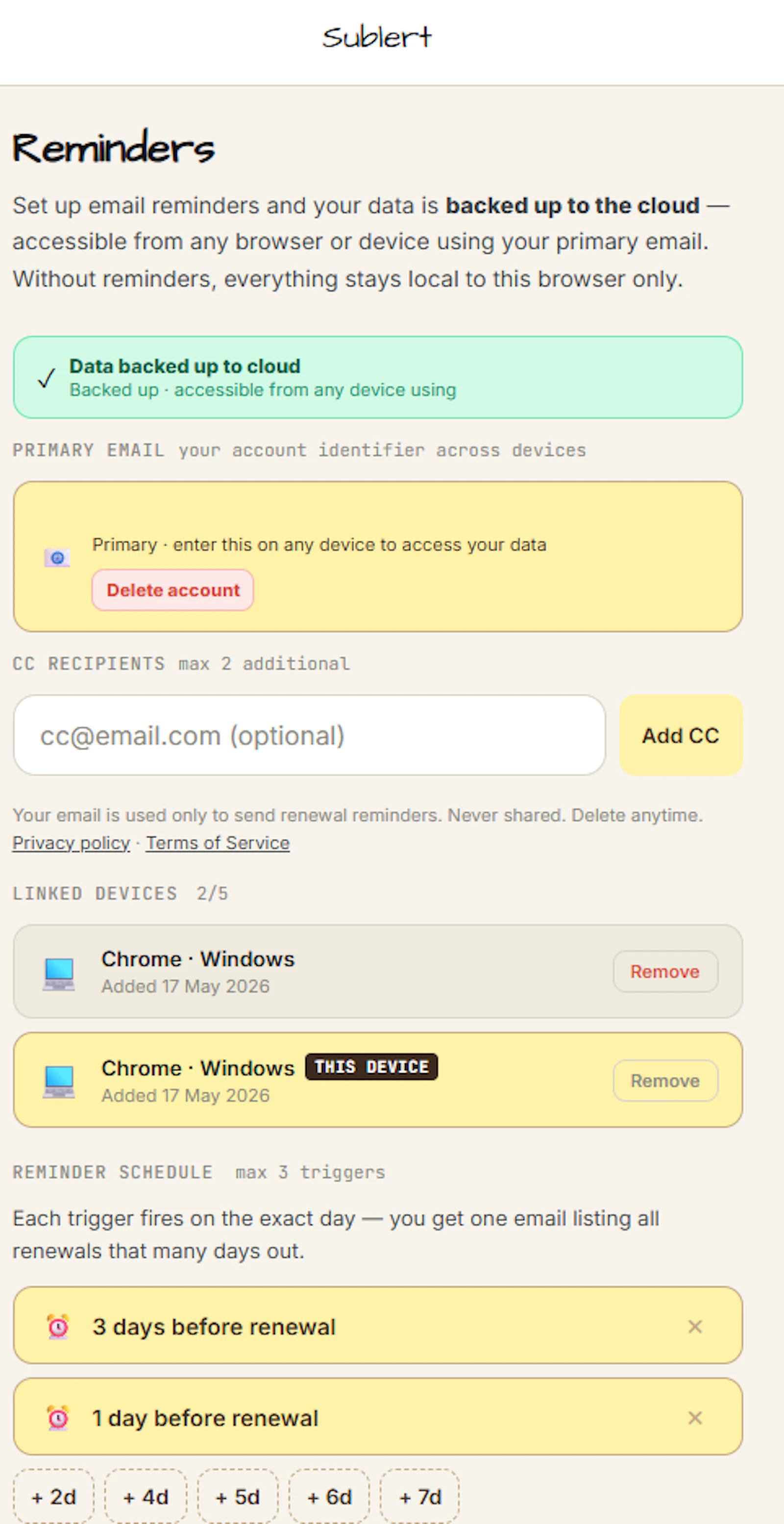 Sublert -> Never Miss a Renewal screenshot 2