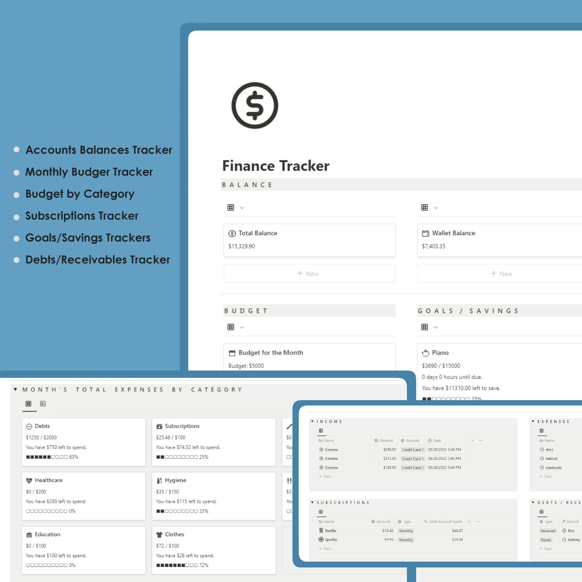 Notion Finance Tracker Template gallery image