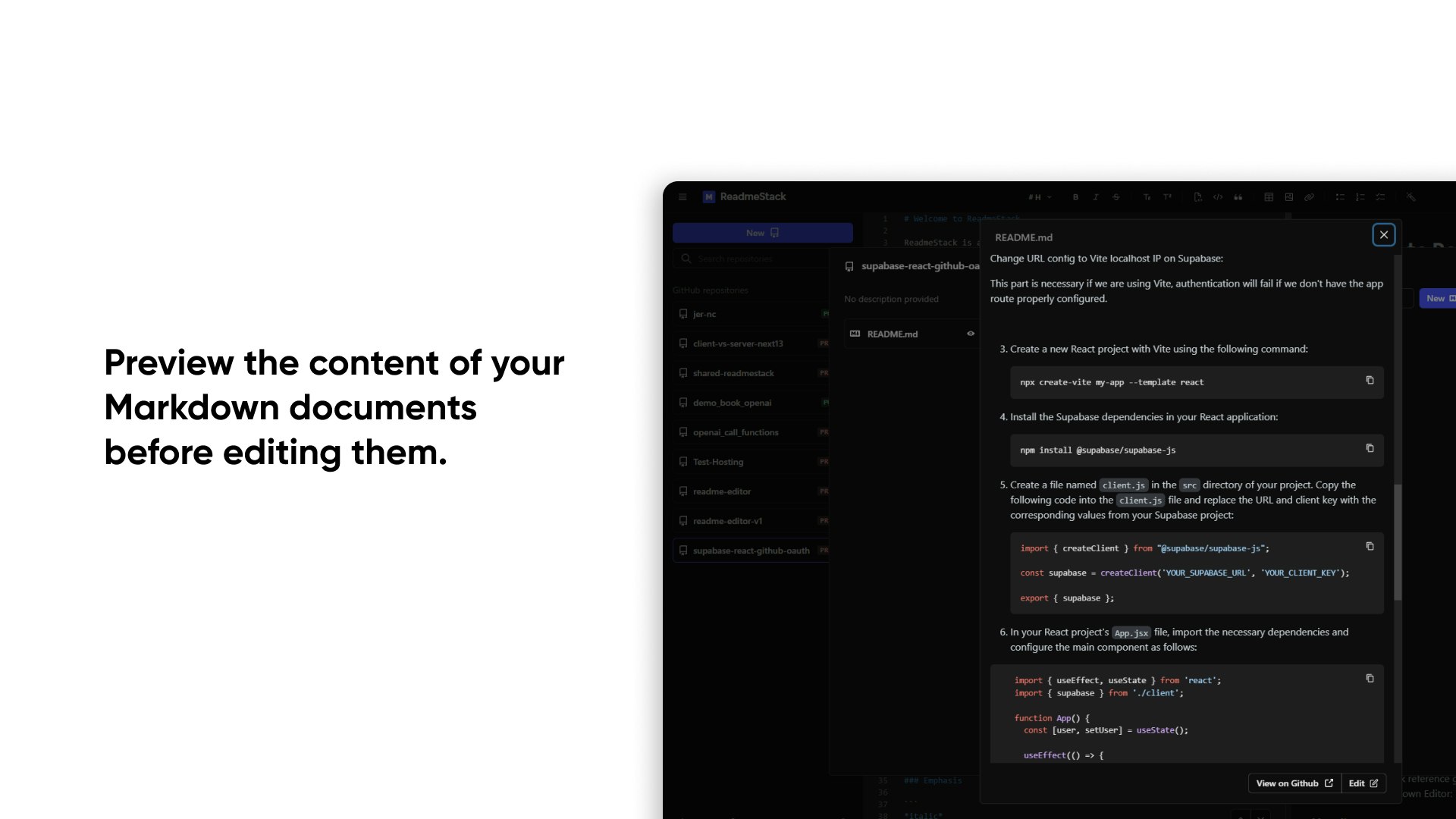 Readmestack - Gratis markdown webeditor gesynchroniseerd met GitHub media 5