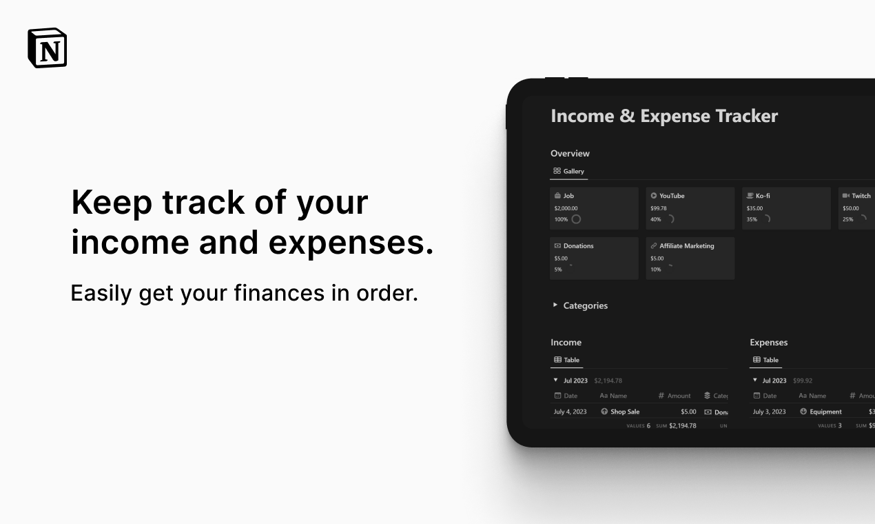 Mídia 2 de Notion Renda e Rastreador de Despesas - Organize suas finanças com noção