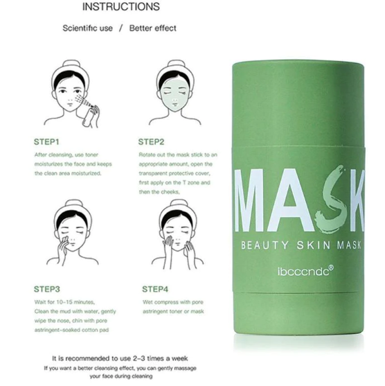 Palo de máscara de té verde - Máscara de té verde, cuidado de la piel, máscara facial, piel sin acné media 3