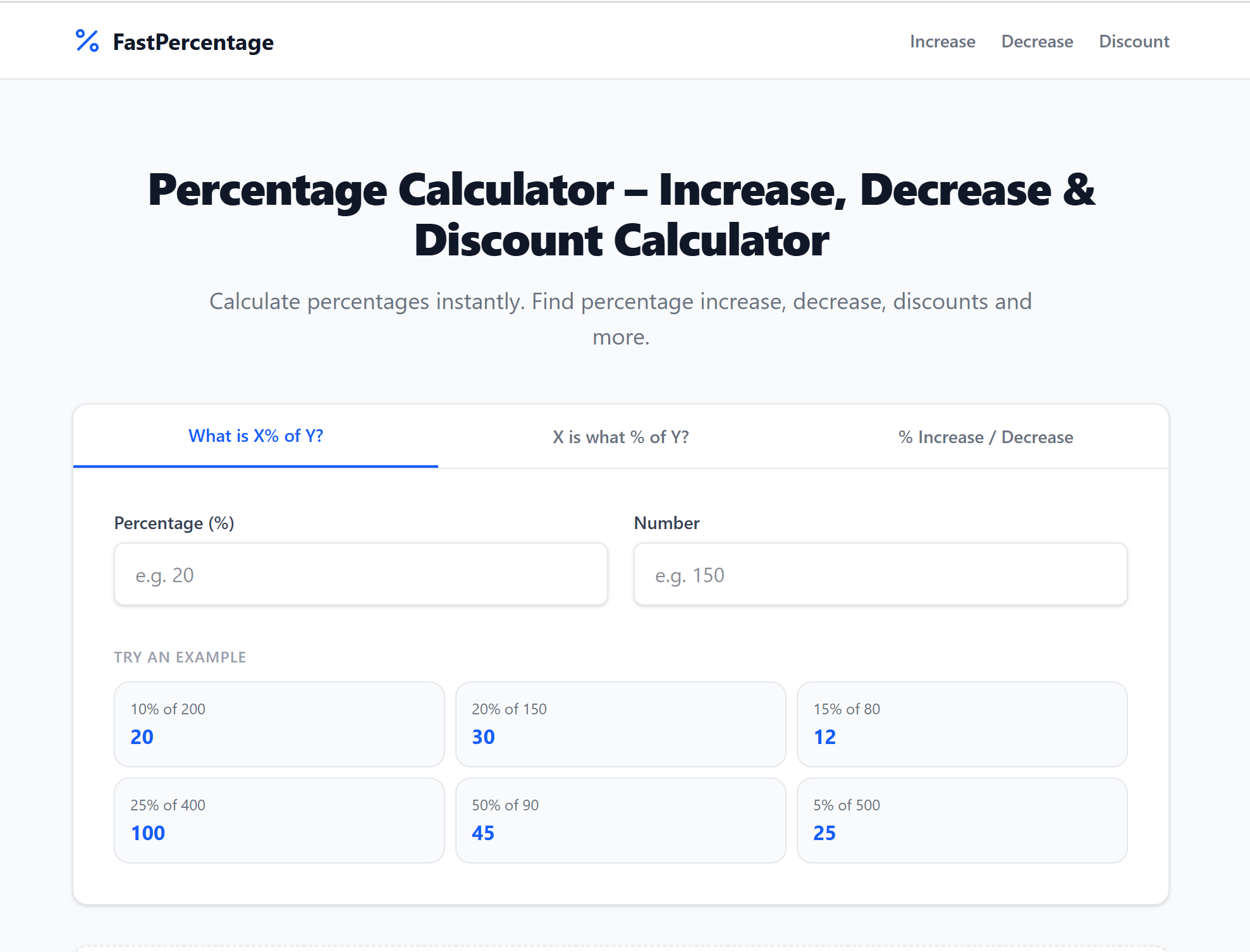 FastPercentage - Main product screenshot demonstrating key features and user interface