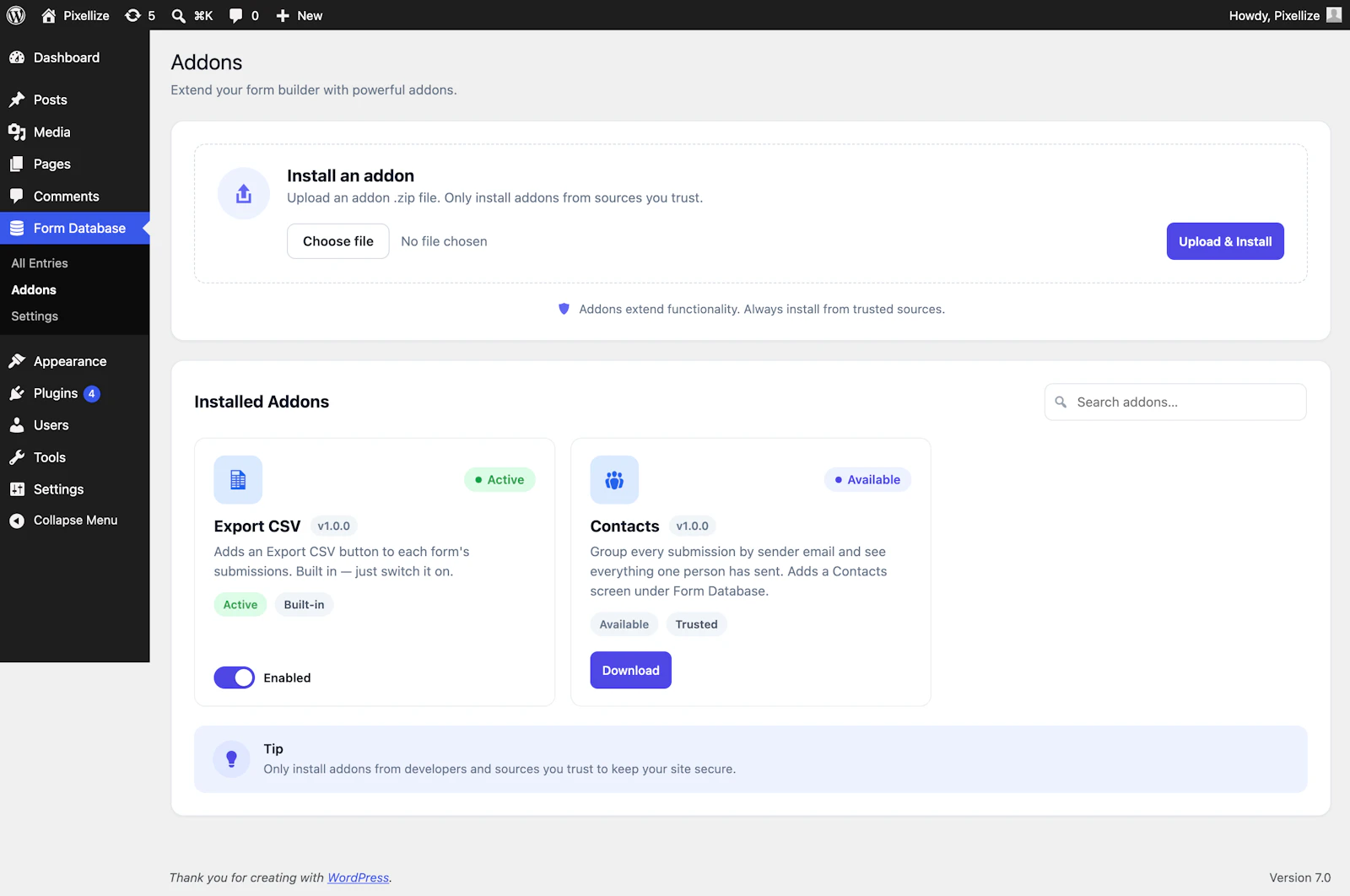 Pixellize Form Database screenshot 5