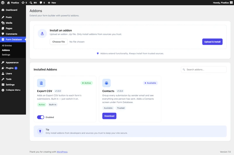 Pixellize Form Database screenshot 5