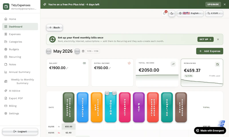 Tidy Expenses screenshot 2