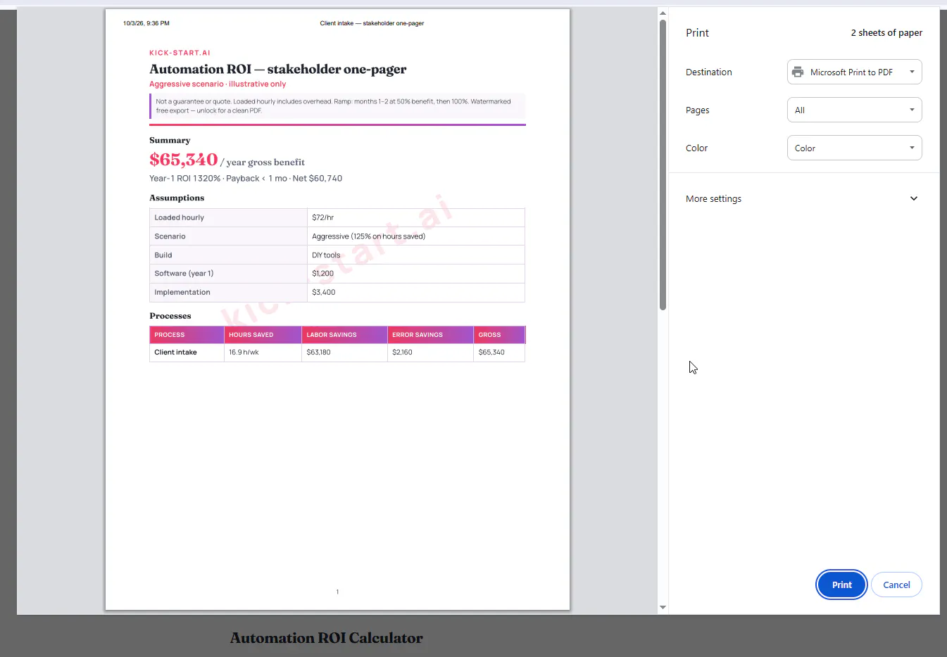 Automation ROI Calculator gallery image