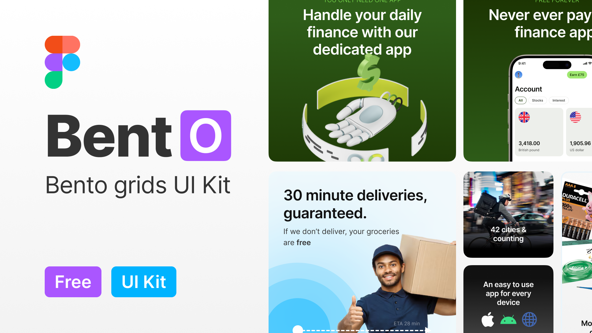 Bento Ui Kiti Ücretsiz - Figma UI kiti - Figma için yapılmış güzel Bento UI tasarımları - düzenlenebilir ve ücretsiz medya 1