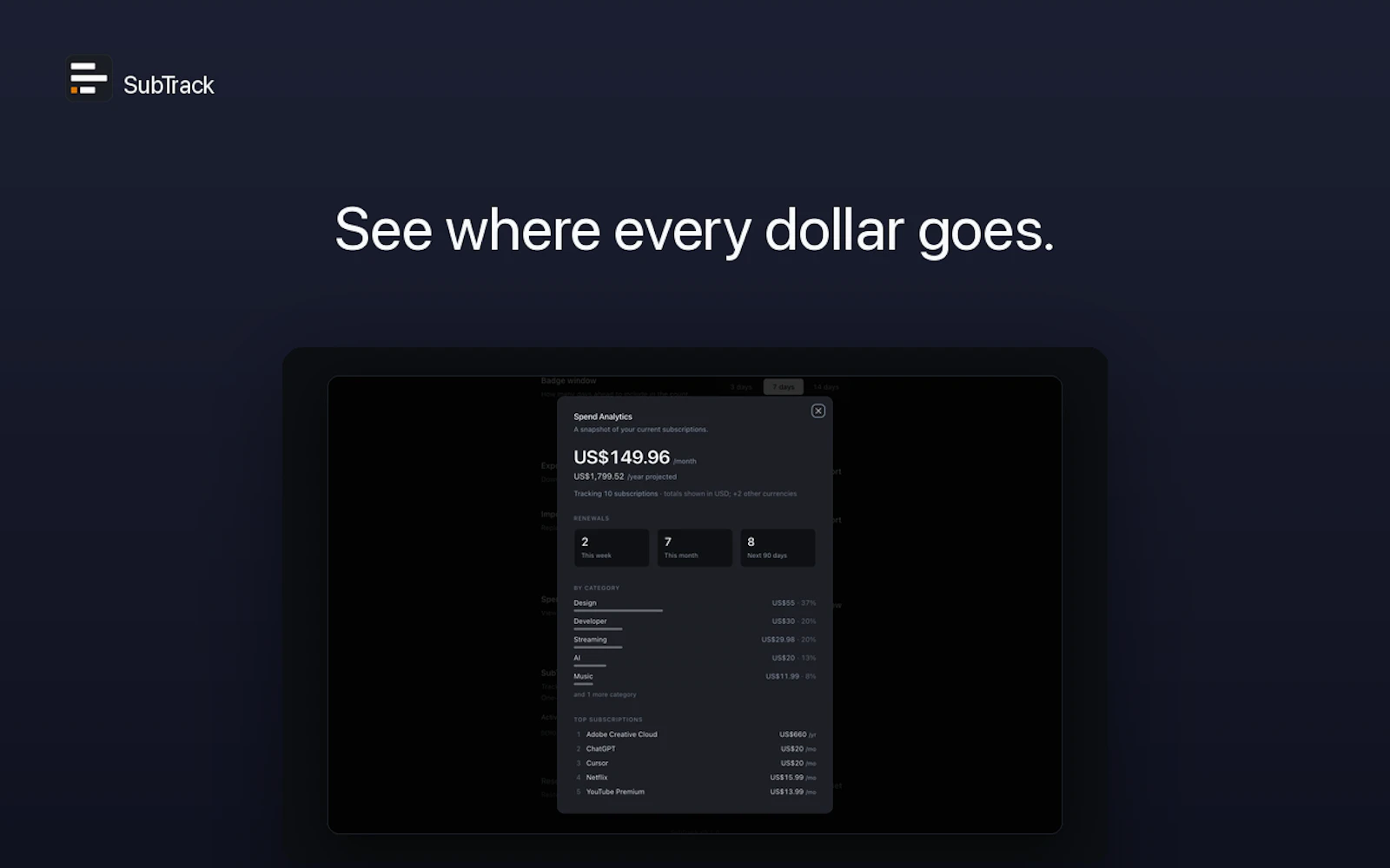 SubTrack screenshot 3