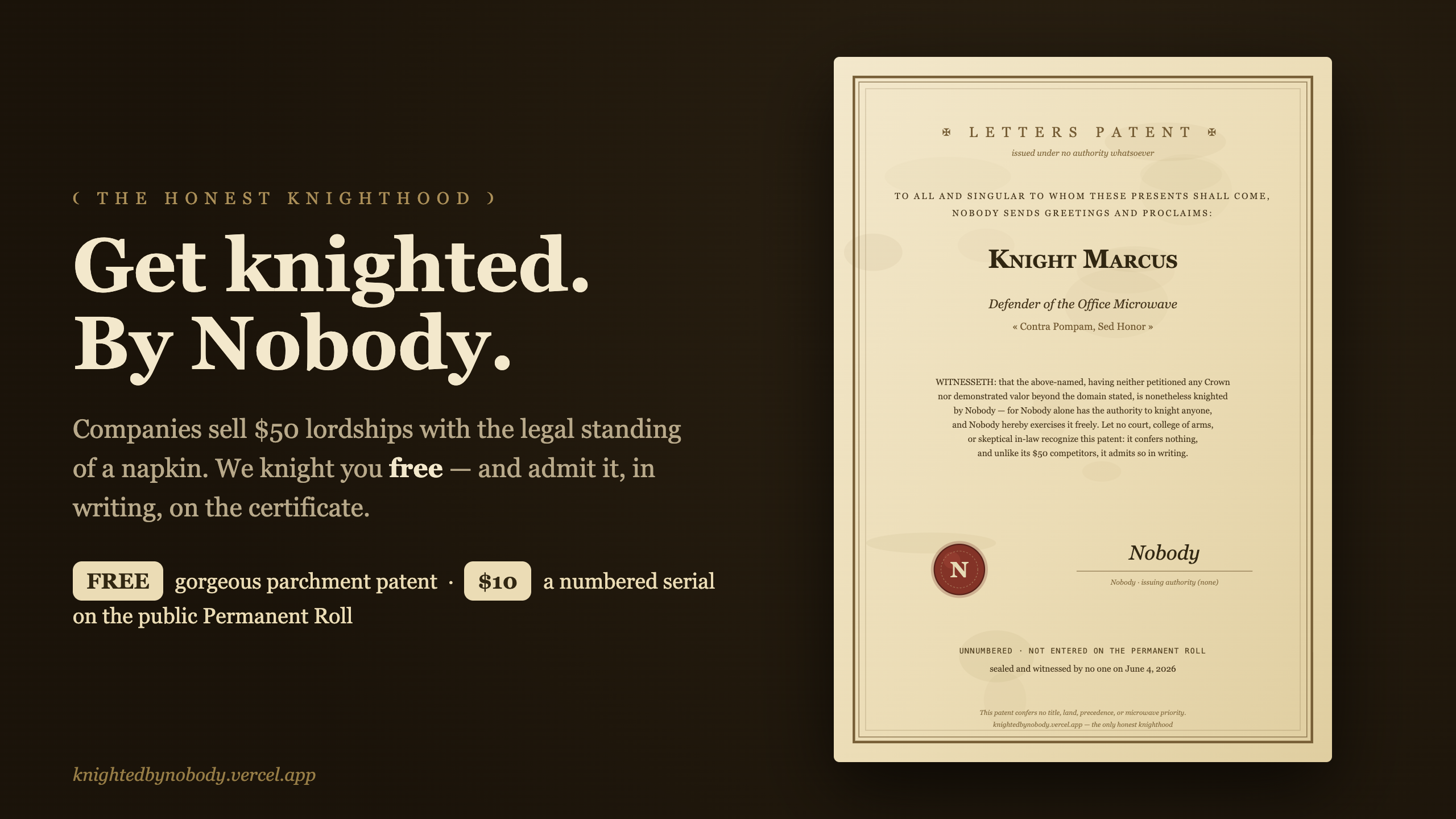 Knighted By Nobody gallery image