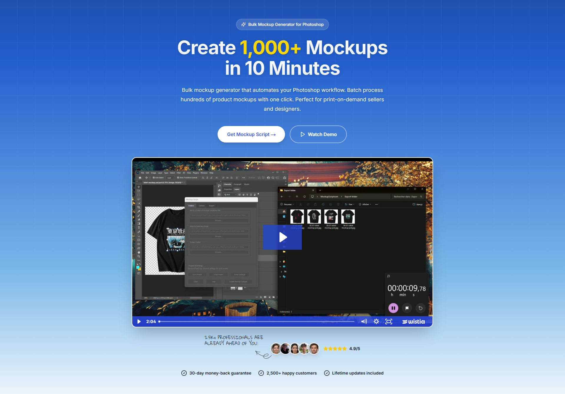 Mockup Script - Main screenshot showing features and interface