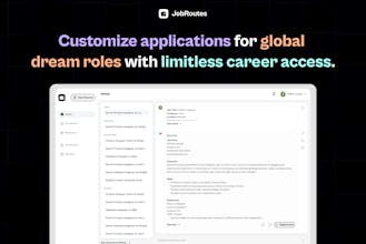 AI-주도 JobRoutes 로고는 개인 맞춤 이력서와 자기소개서를 작성할 수 있는 스마트 플랫폼을 보여줍니다.