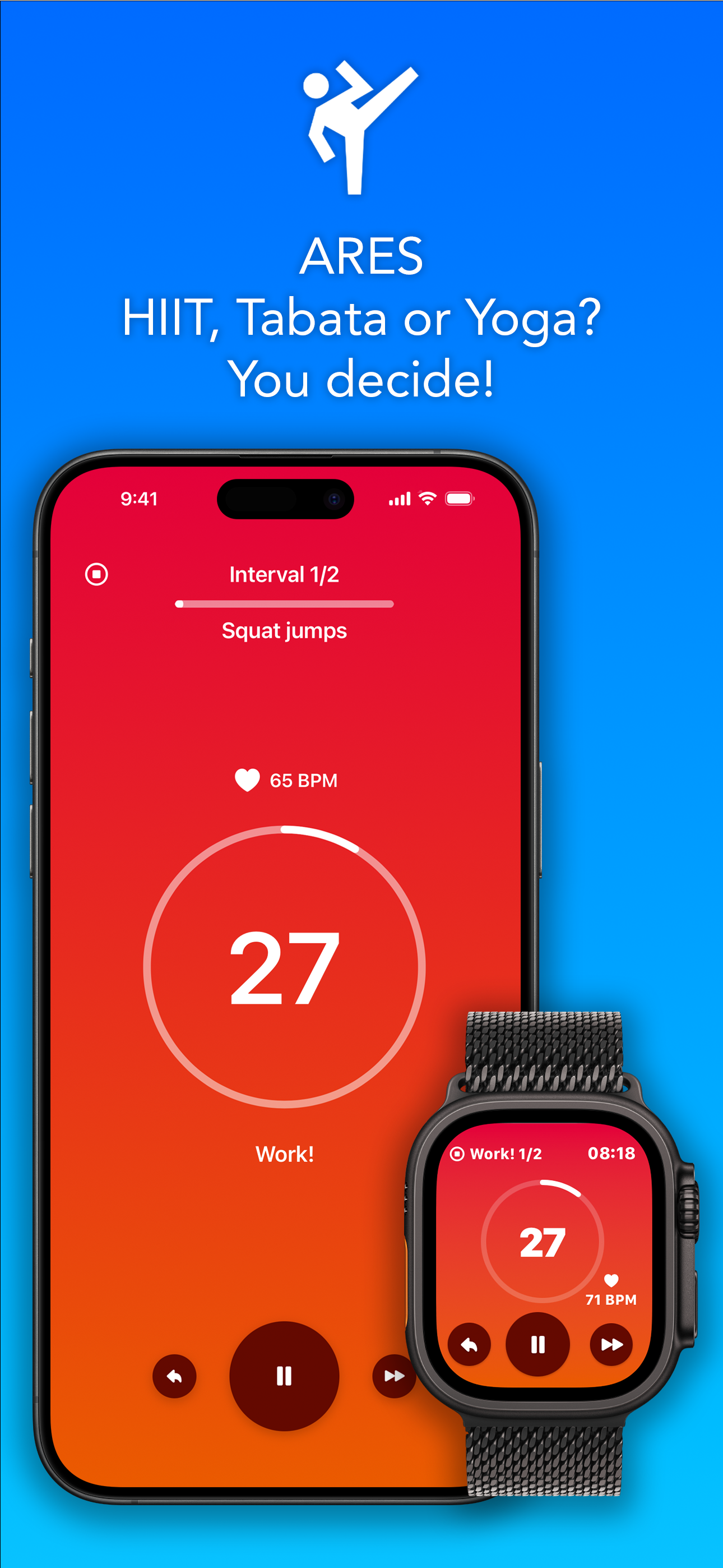 Mídia 1 de Intervalo Ares - Timer minimalista para Apple Watch & iPhone - sem anúncios, sem ruído