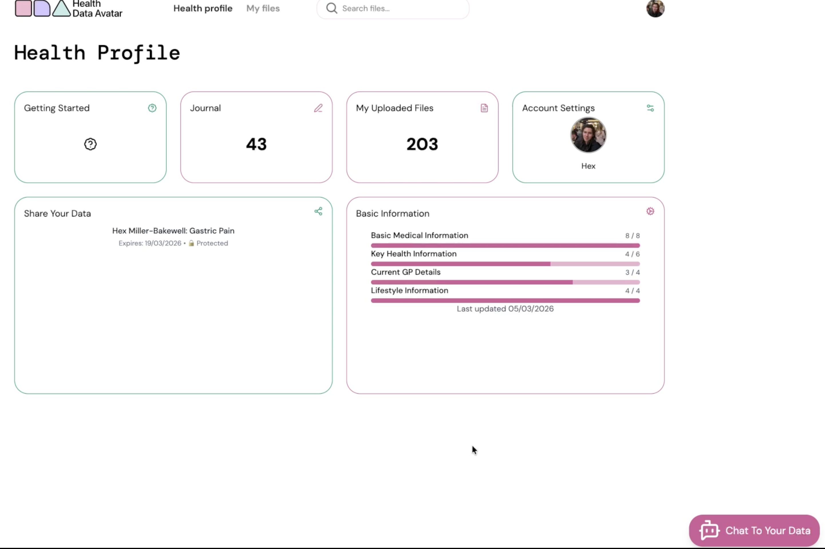 Health Data Avatar - Screenshot 2 showing product features and functionality