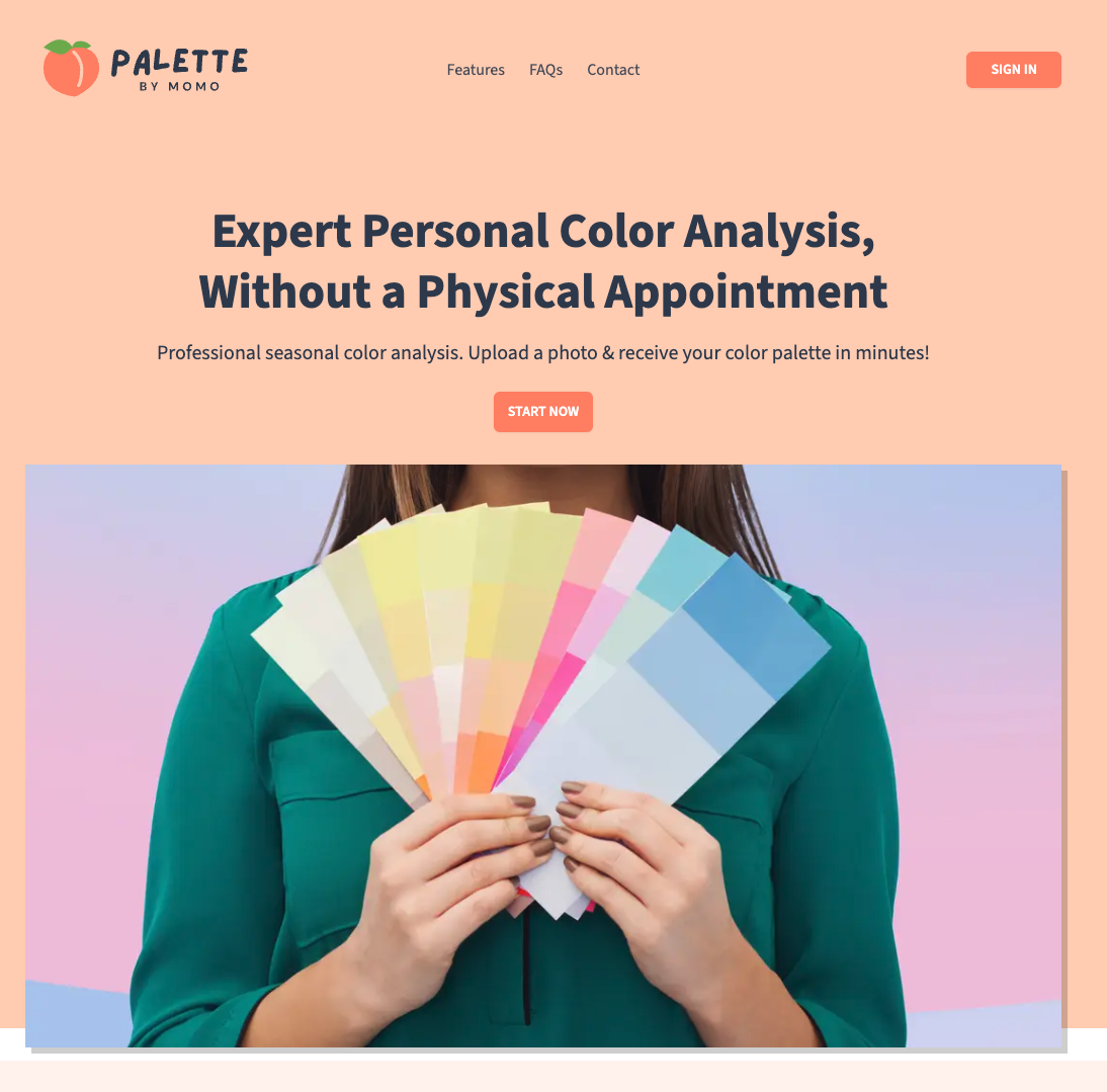 Mídia 1 de Paleta por Momo - Obtenha sua paleta de análise de cores pessoais instantaneamente com ai