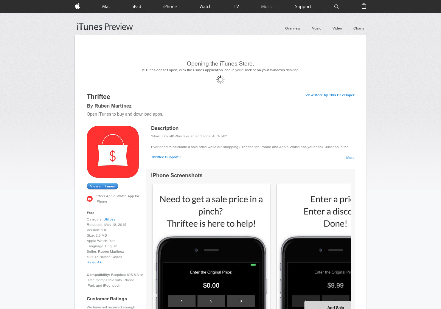 Thriftee for Apple Watch