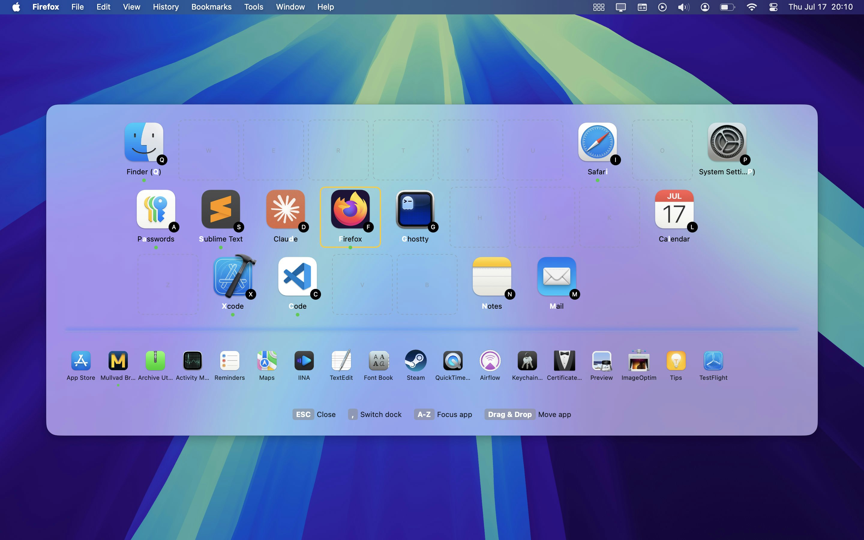 Mídia 2 de Spatialdock - Mudar os aplicativos macos instantaneamente com memória muscular espacial