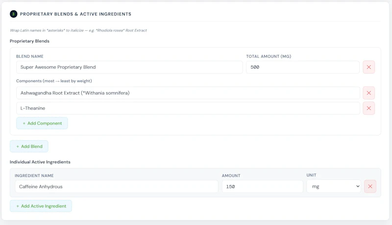 Free Supplement Facts Label Creator screenshot 3