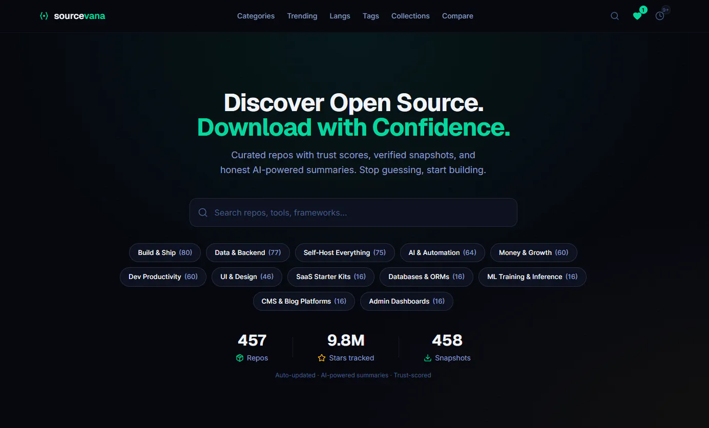 Sourcevana - Discover Open Source Repos 제품 배너