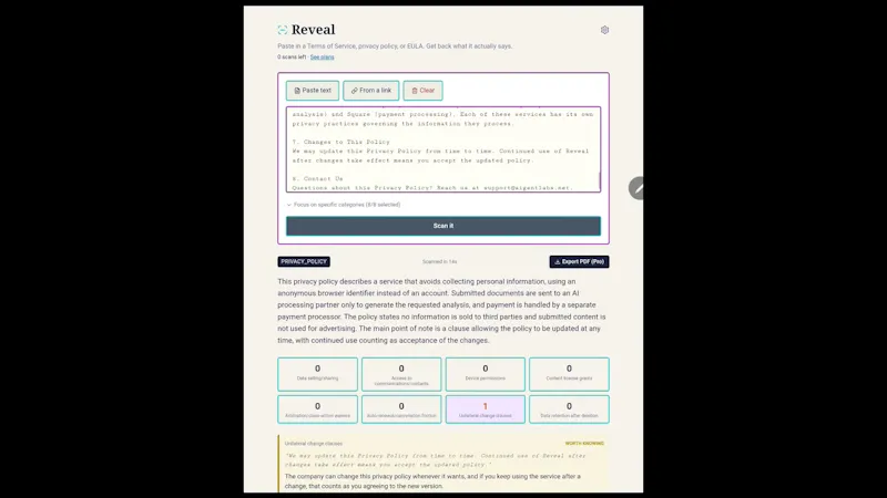 Reveal — Policy Analyzer w/Summary screenshot 1 (video preview)