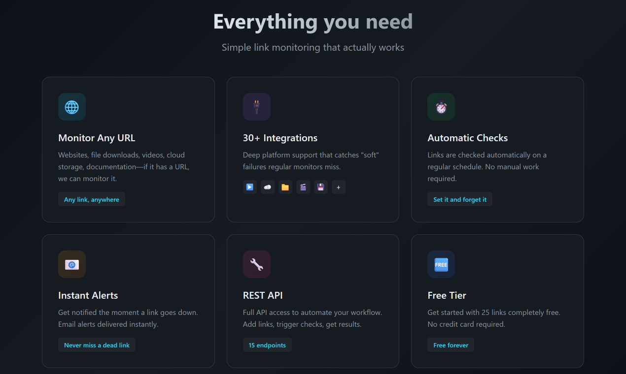 DeadLinkRadar - Screenshot 3 showing product features and functionality