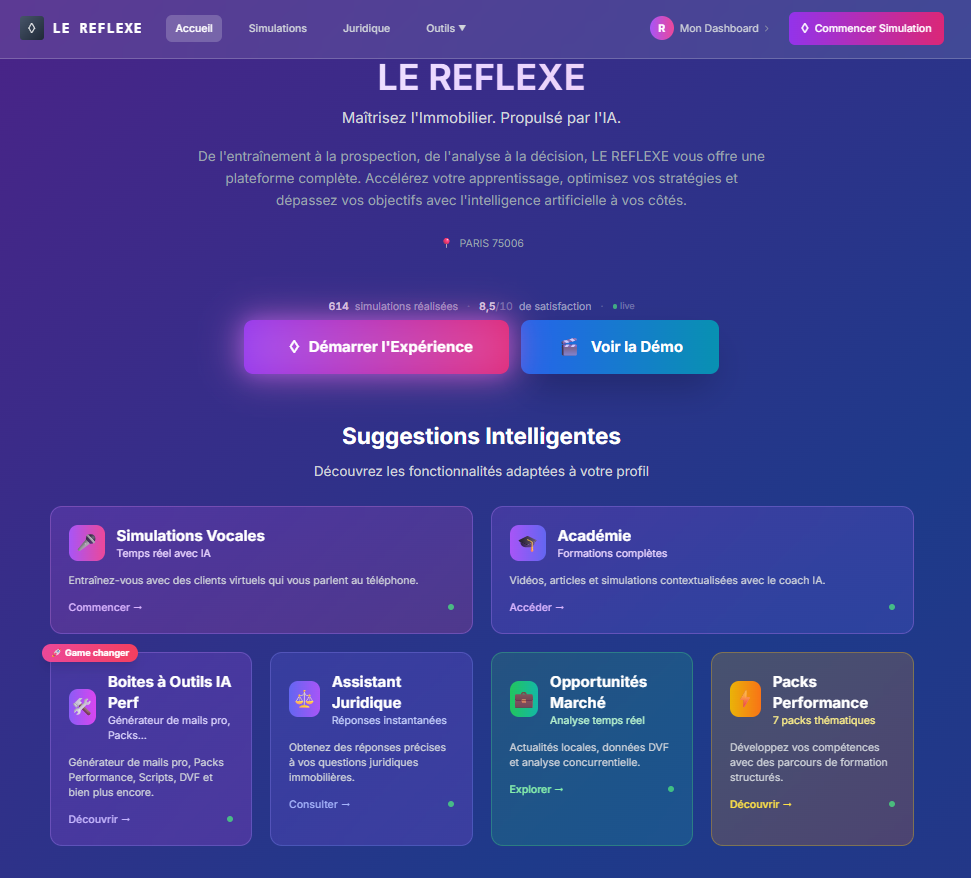 Le Réflexe Immo - Main product screenshot demonstrating key features and user interface