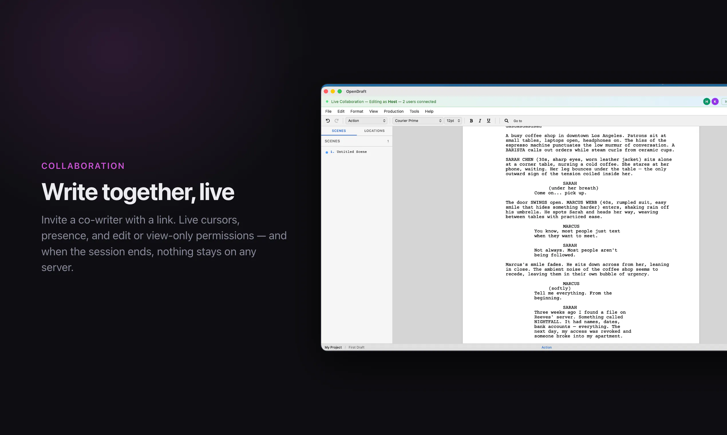 OpenDraft — Free Screenwriting Software gallery image