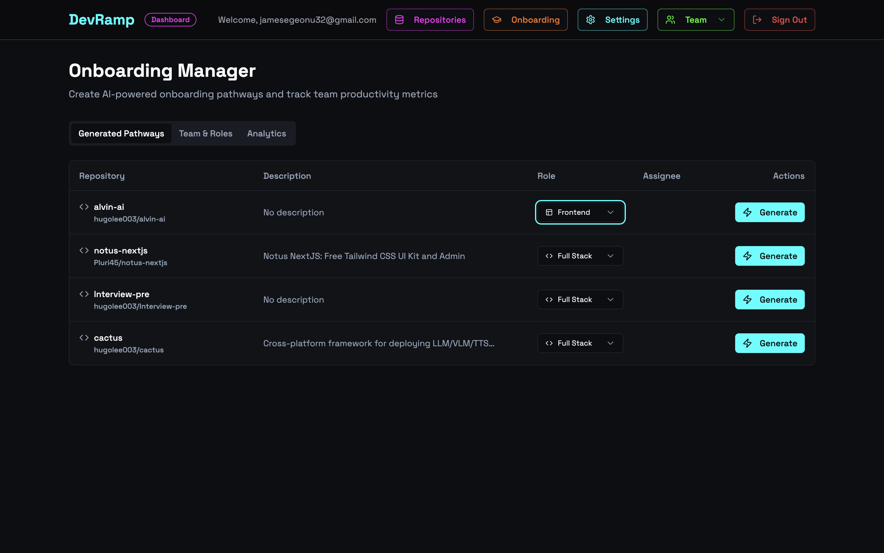 DevRamp AI  - Screenshot 5 showing product features and functionality