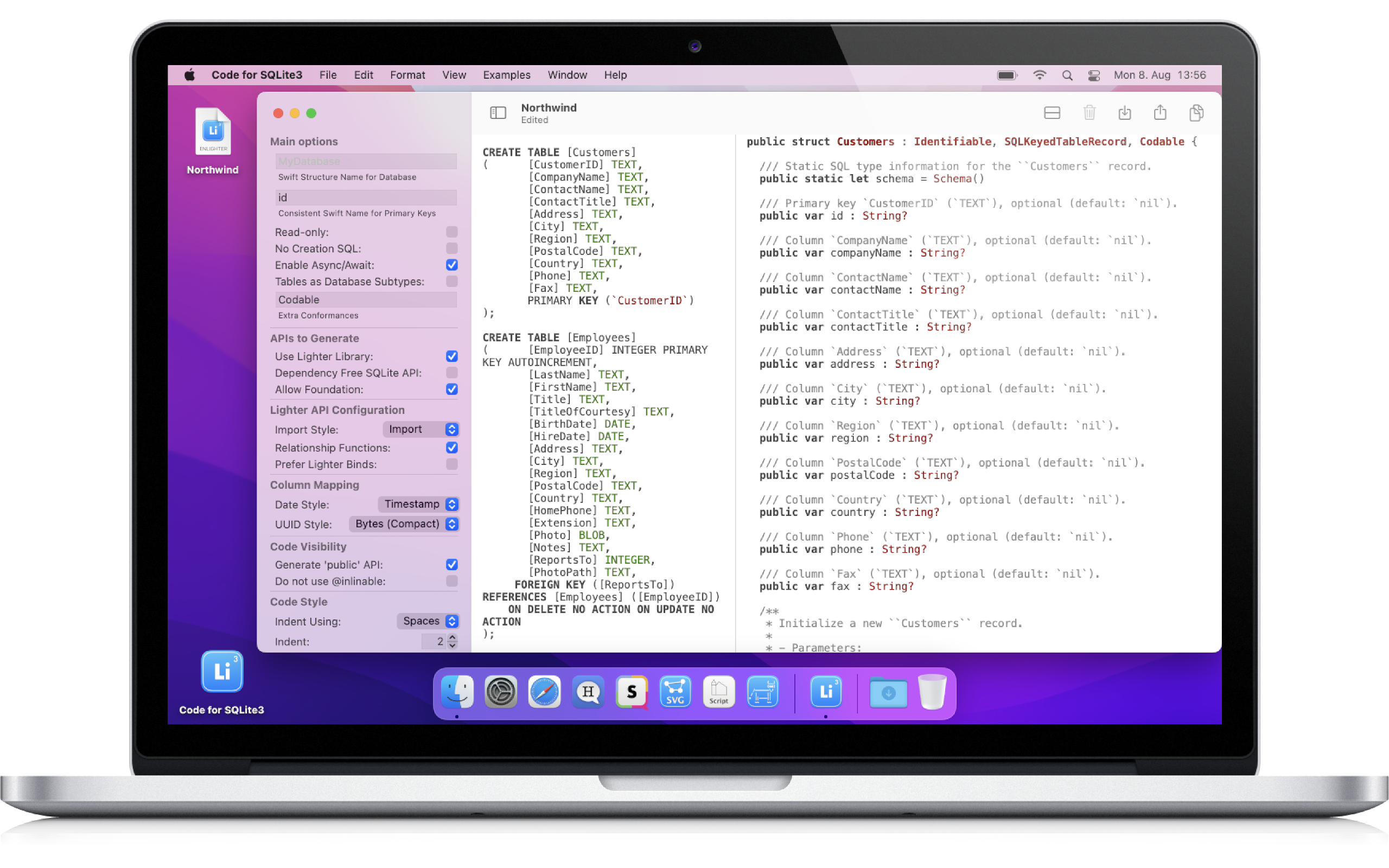 sqlite3のコード - SQLite3データベースのSwift APIを生成しますメディア1