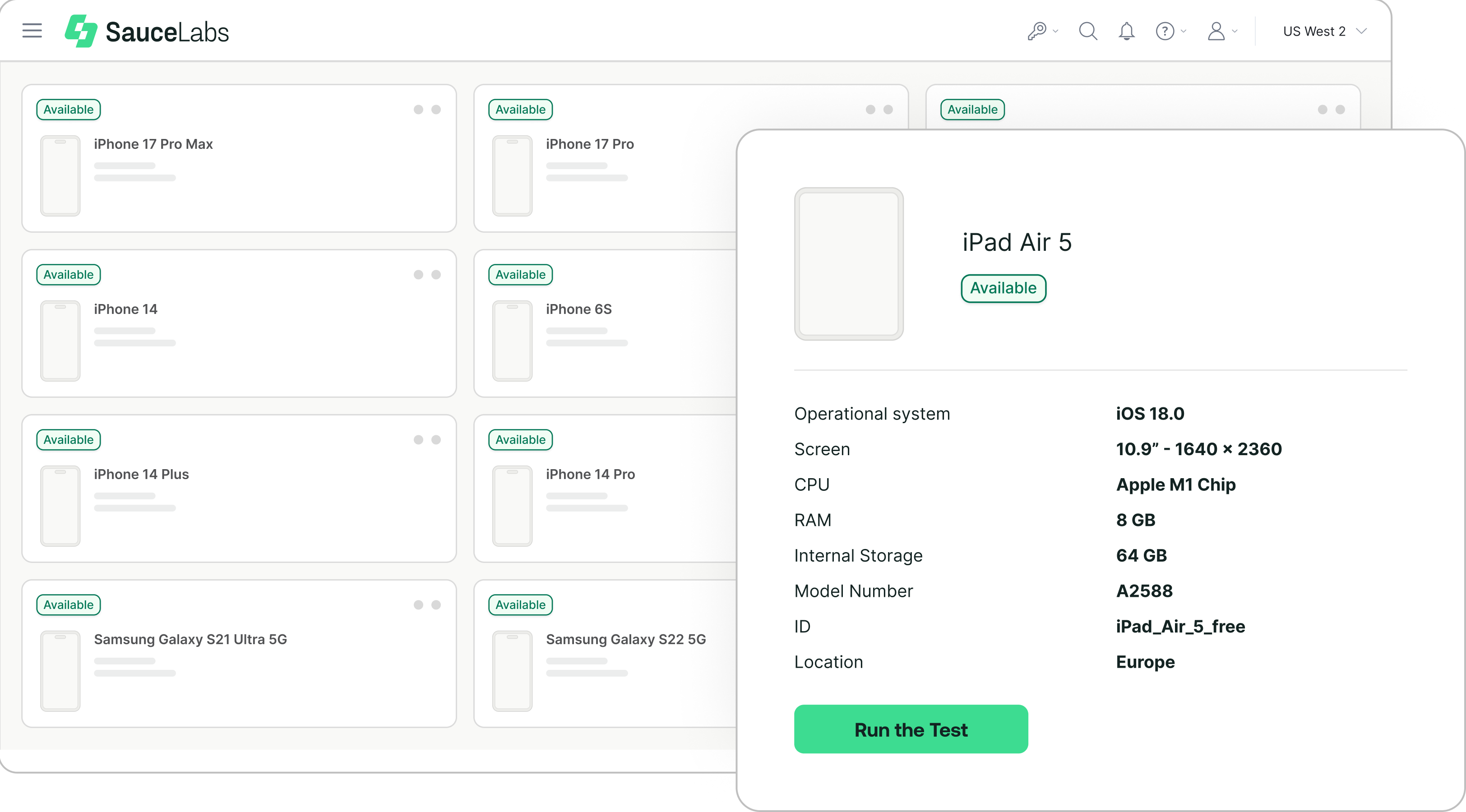 Sauce Labs screenshot