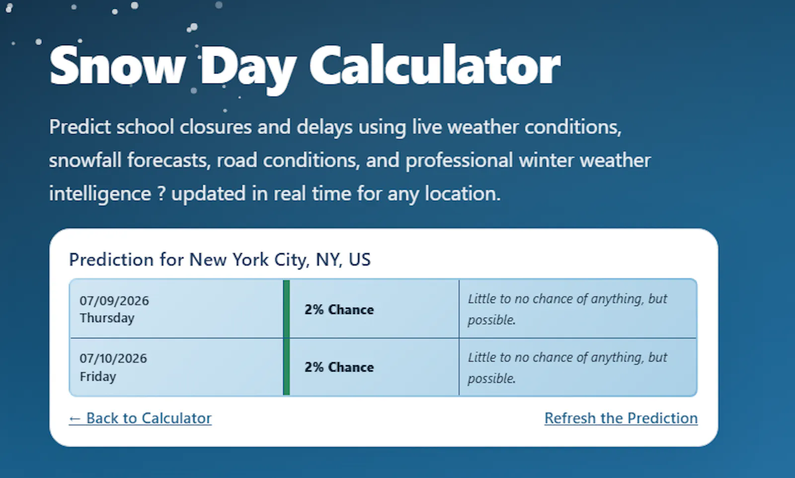 Snow Day Predictor screenshot 1