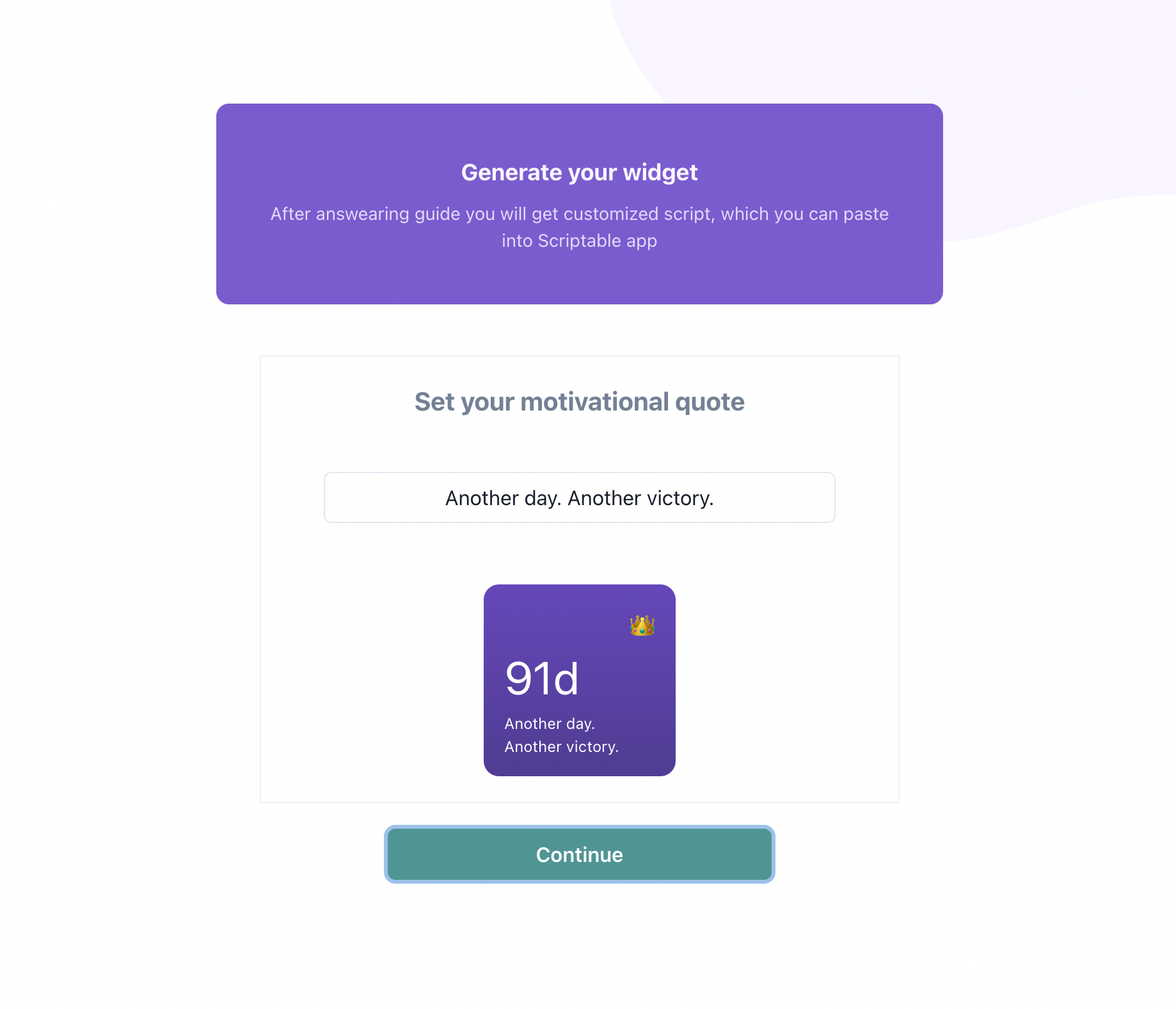 NoFap streak | Generate countup widget gallery image