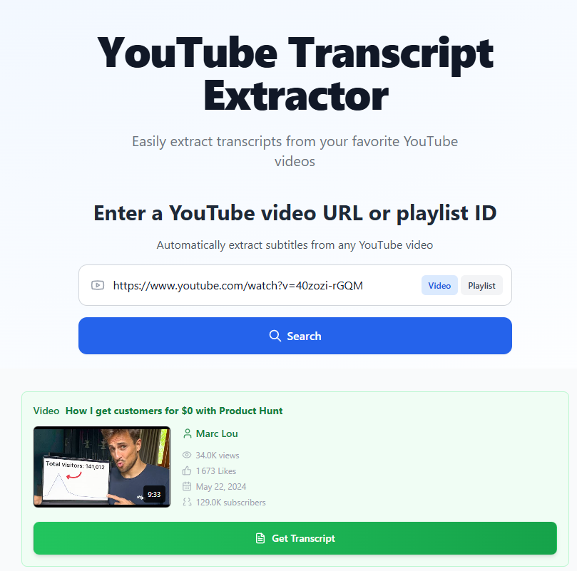 YouTubeTranscripts.tech media 1