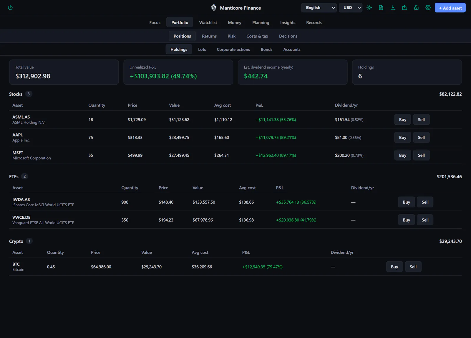 Manticore Finance screenshot 3