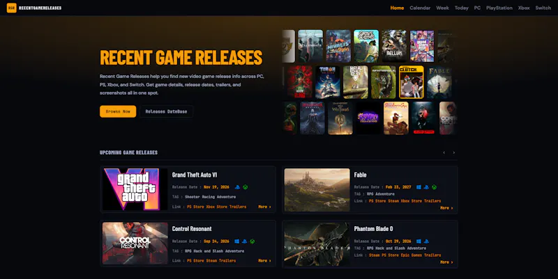 Recent Game Releases screenshot 1