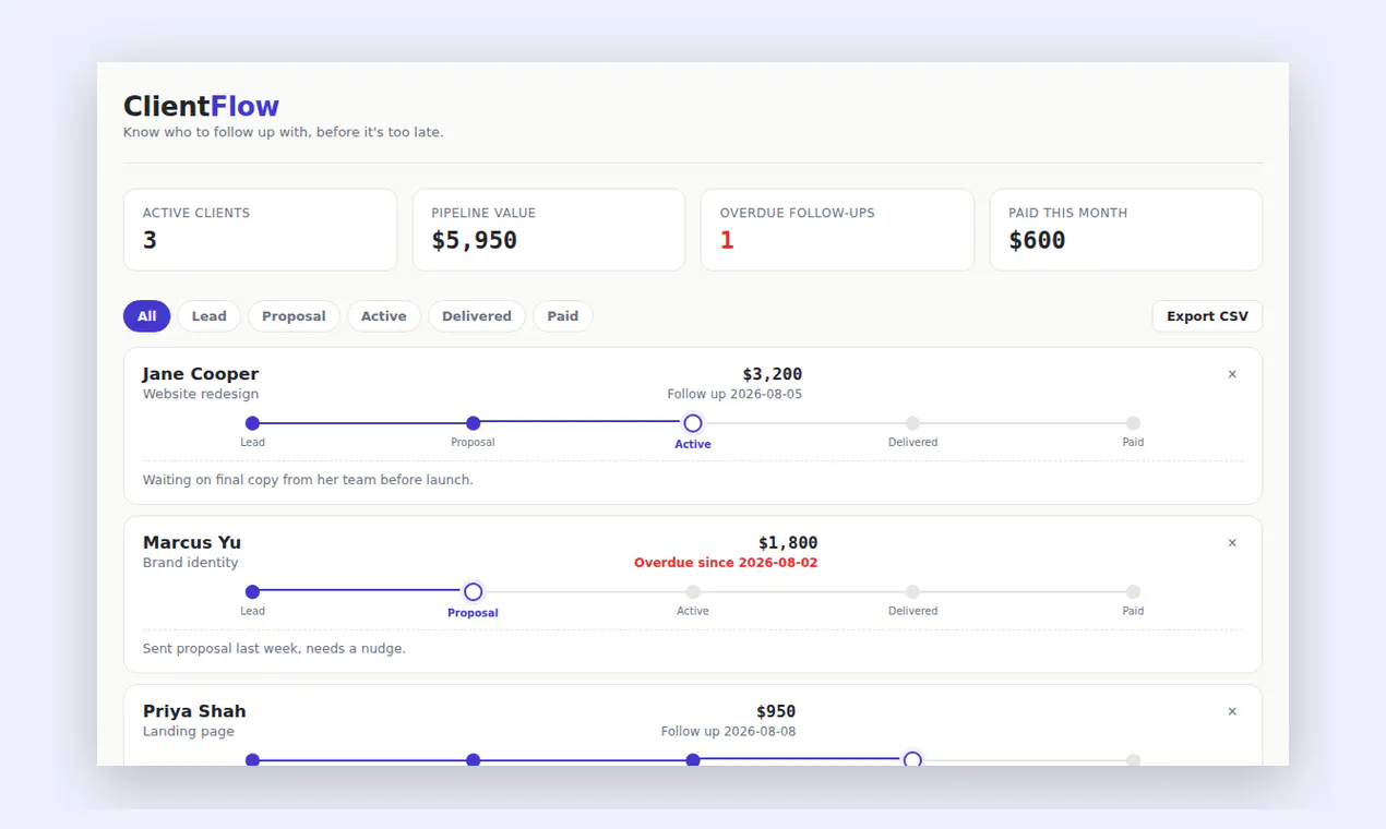 Freelance Client & Project Tracker gallery image