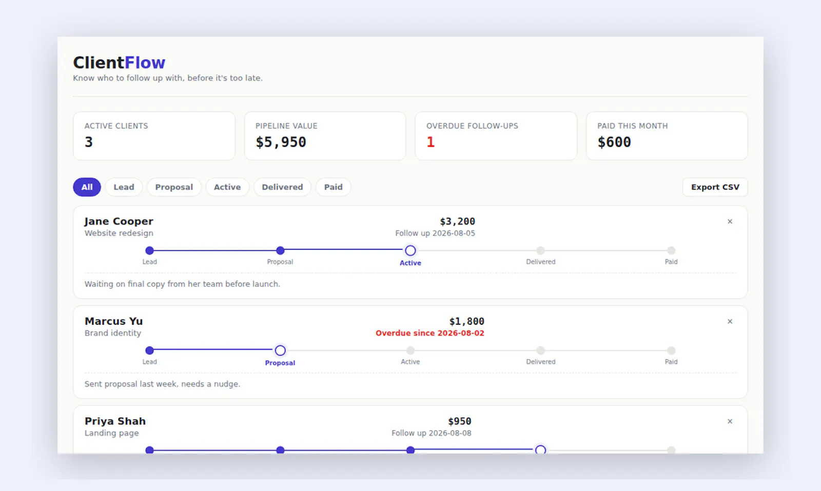 Freelance Client & Project Tracker screenshot 4