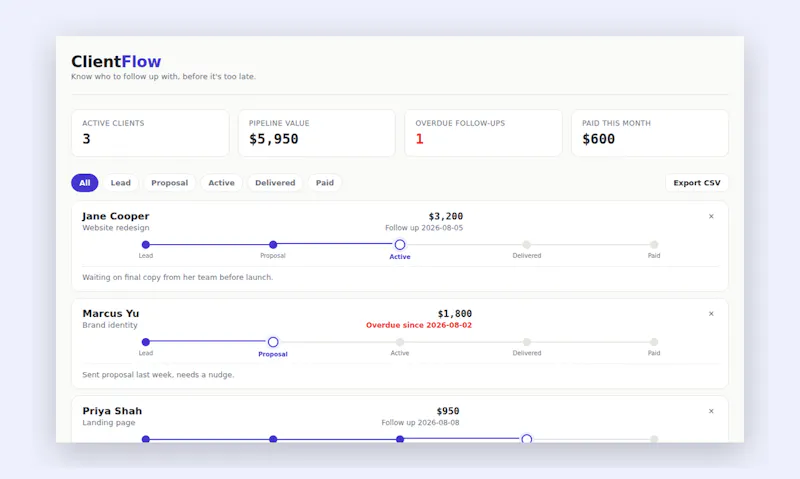 Freelance Client & Project Tracker screenshot 4