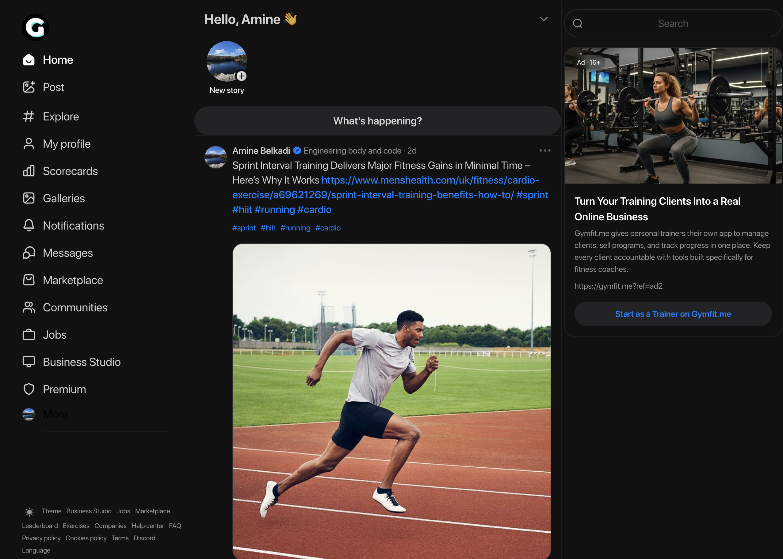 Gymfit.me - Screenshot 2 showing product features and functionality