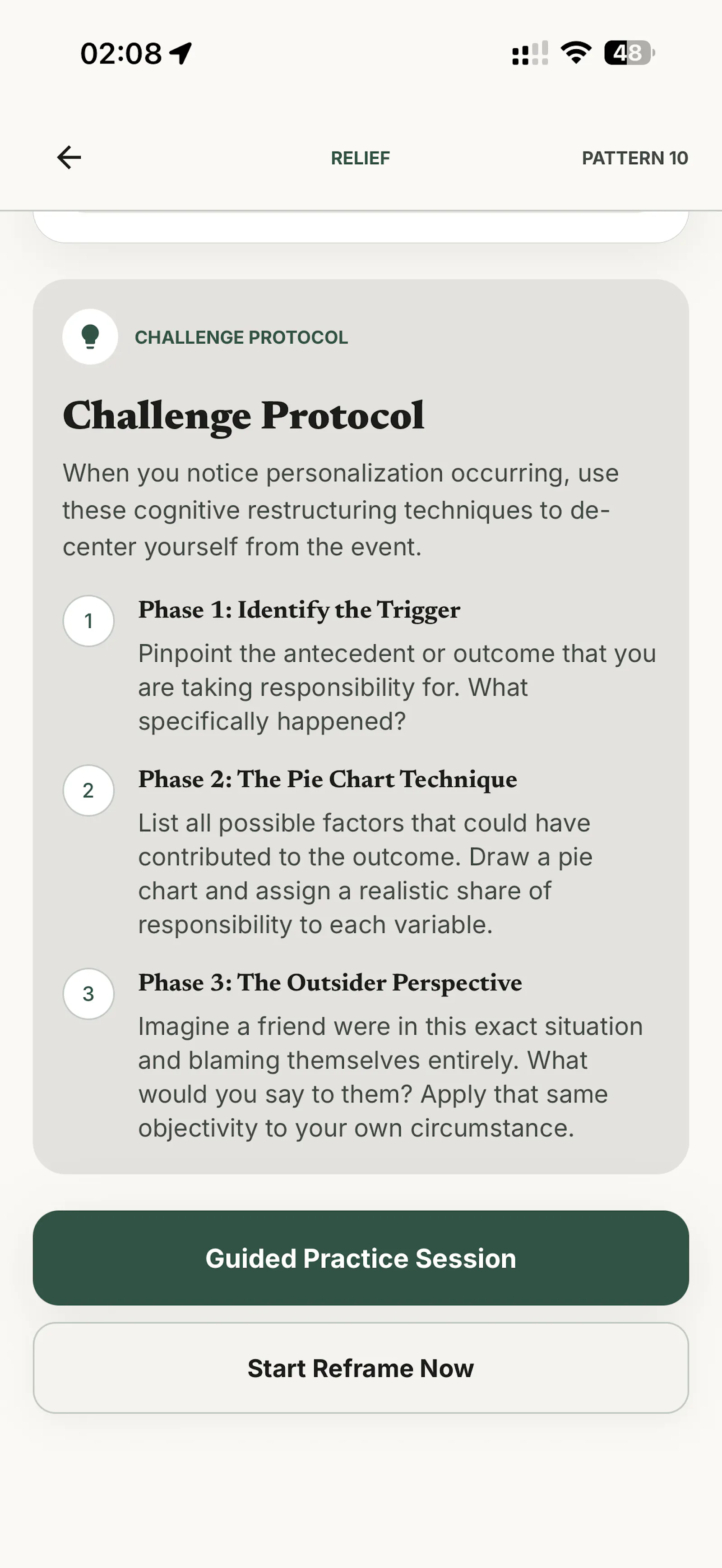 Relief - CBT Reframing Tool screenshot 2