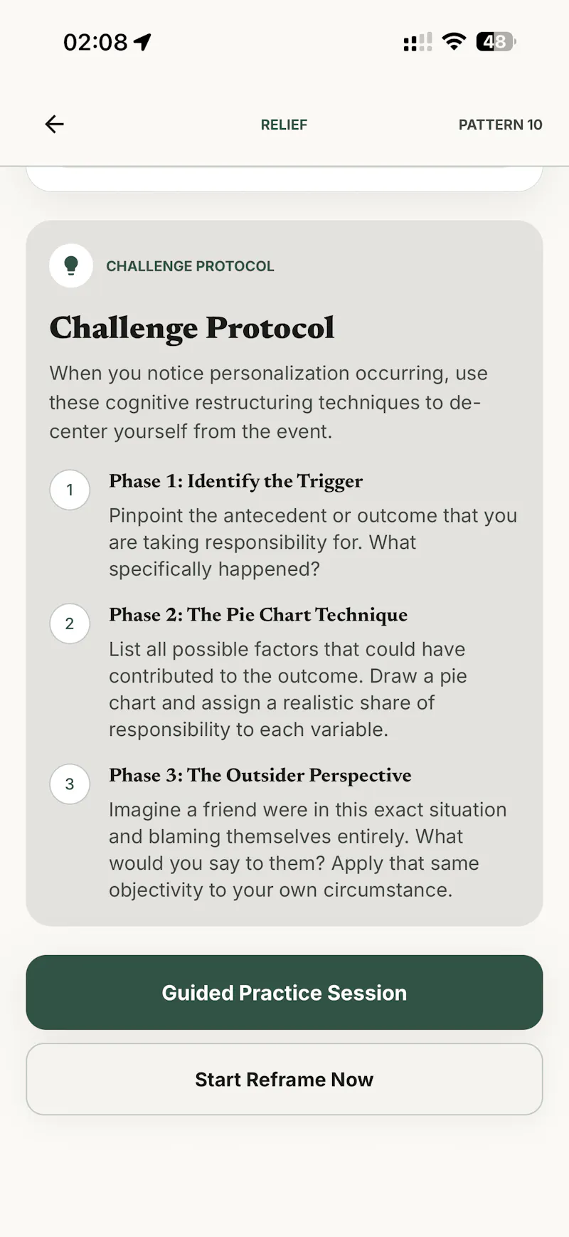 Relief - CBT Reframing Tool screenshot 2