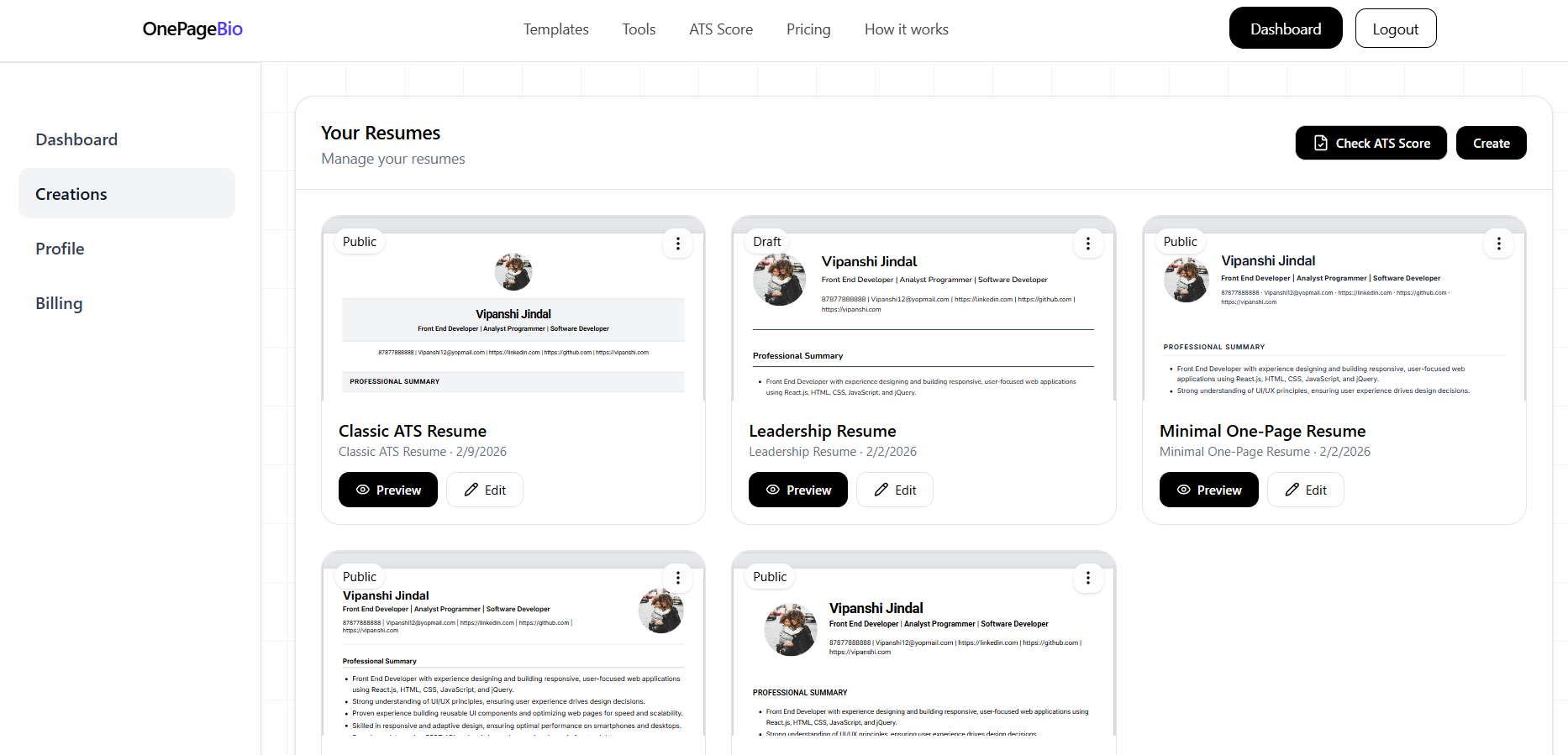 ONEPAGEBIO gallery image