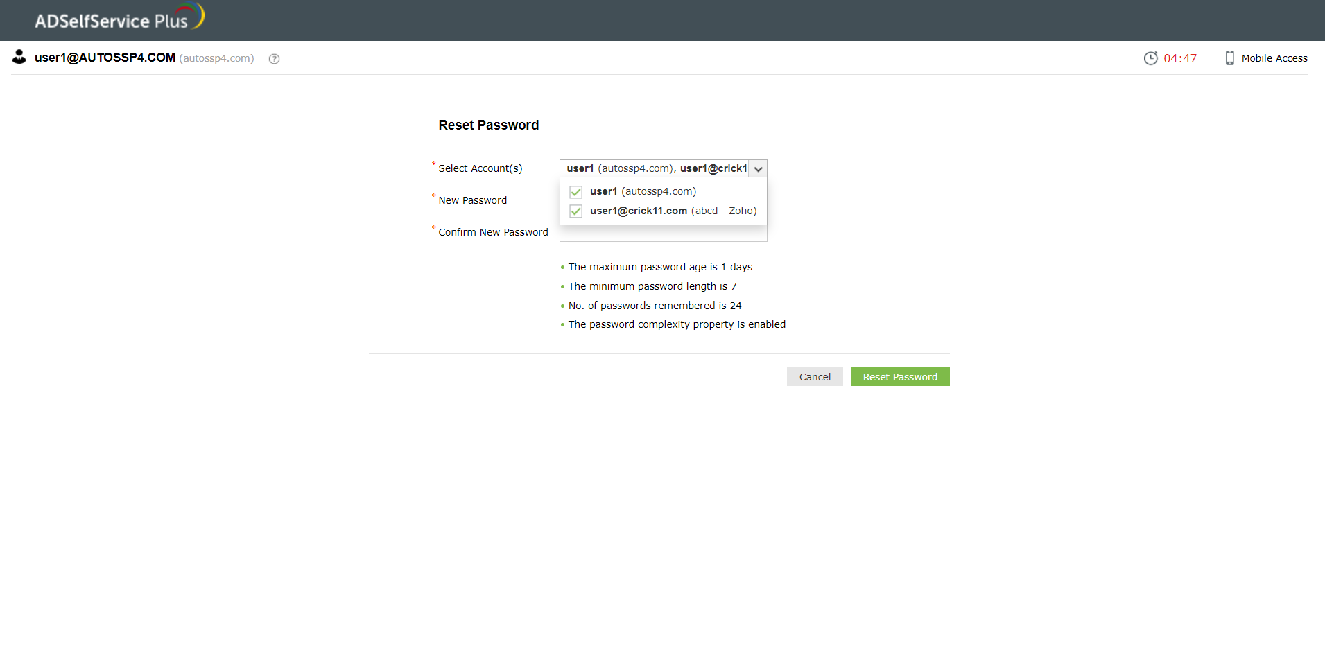 ManageEngine adselfservice plus - 셀프 서비스로 광고 비밀번호 관리를 단순화하십시오 미디어 1