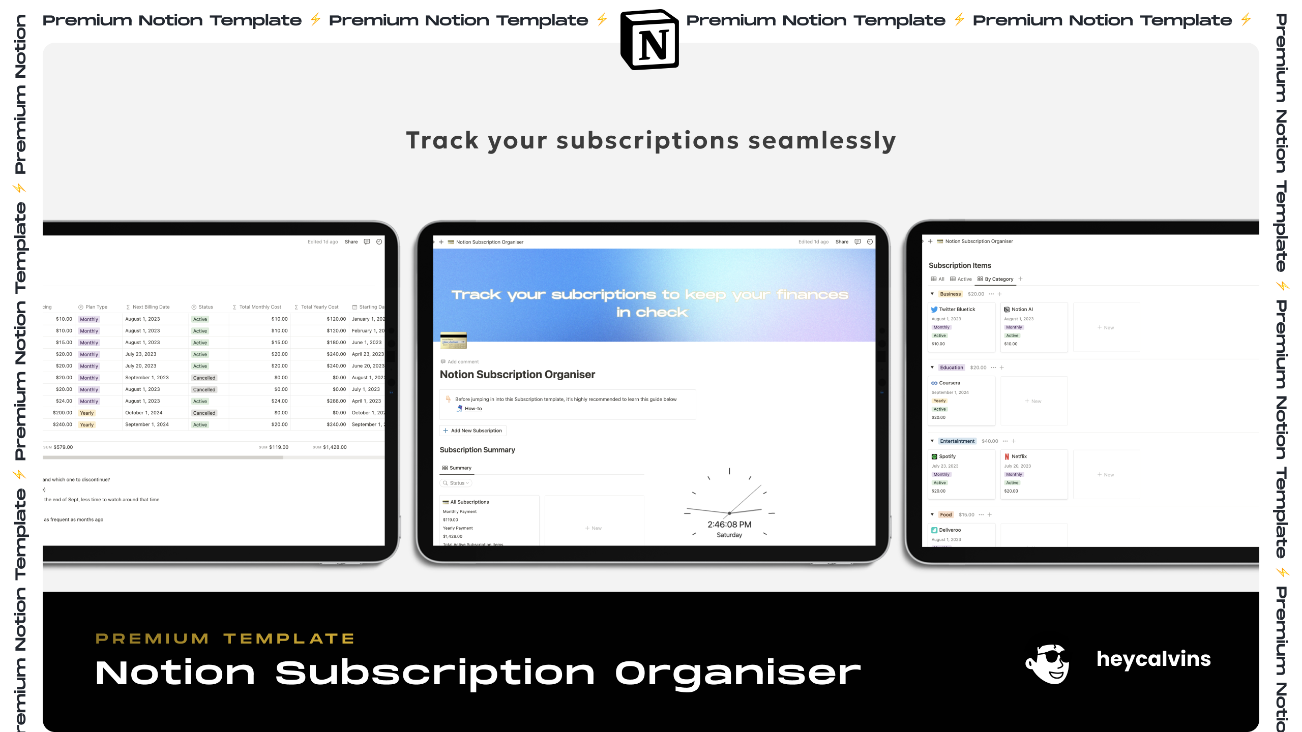 startuptile Notion Subscription Organiser-Track your subscriptions to keep your finances in check