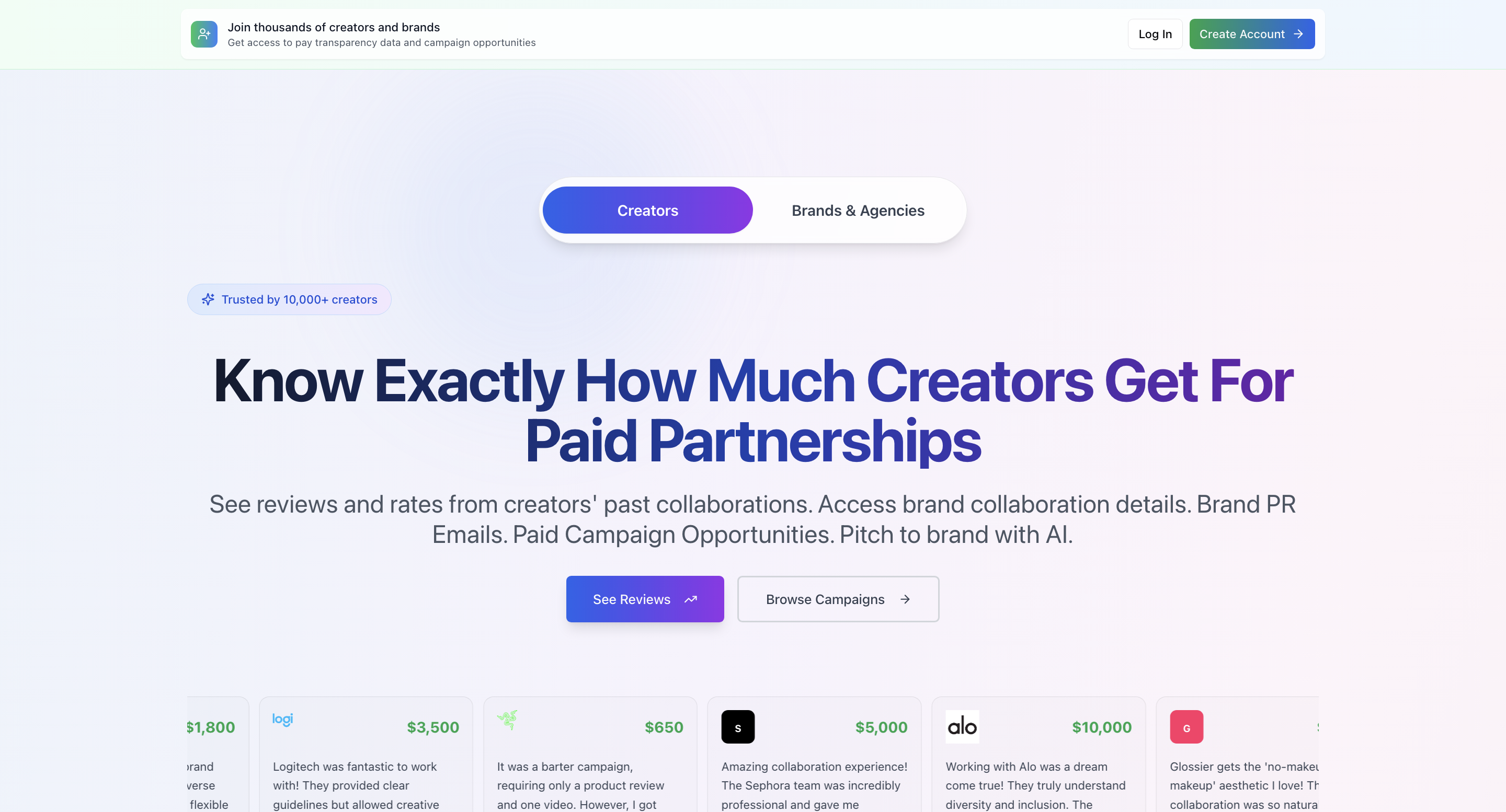 Creator Brand Hub - Main product screenshot demonstrating key features and user interface