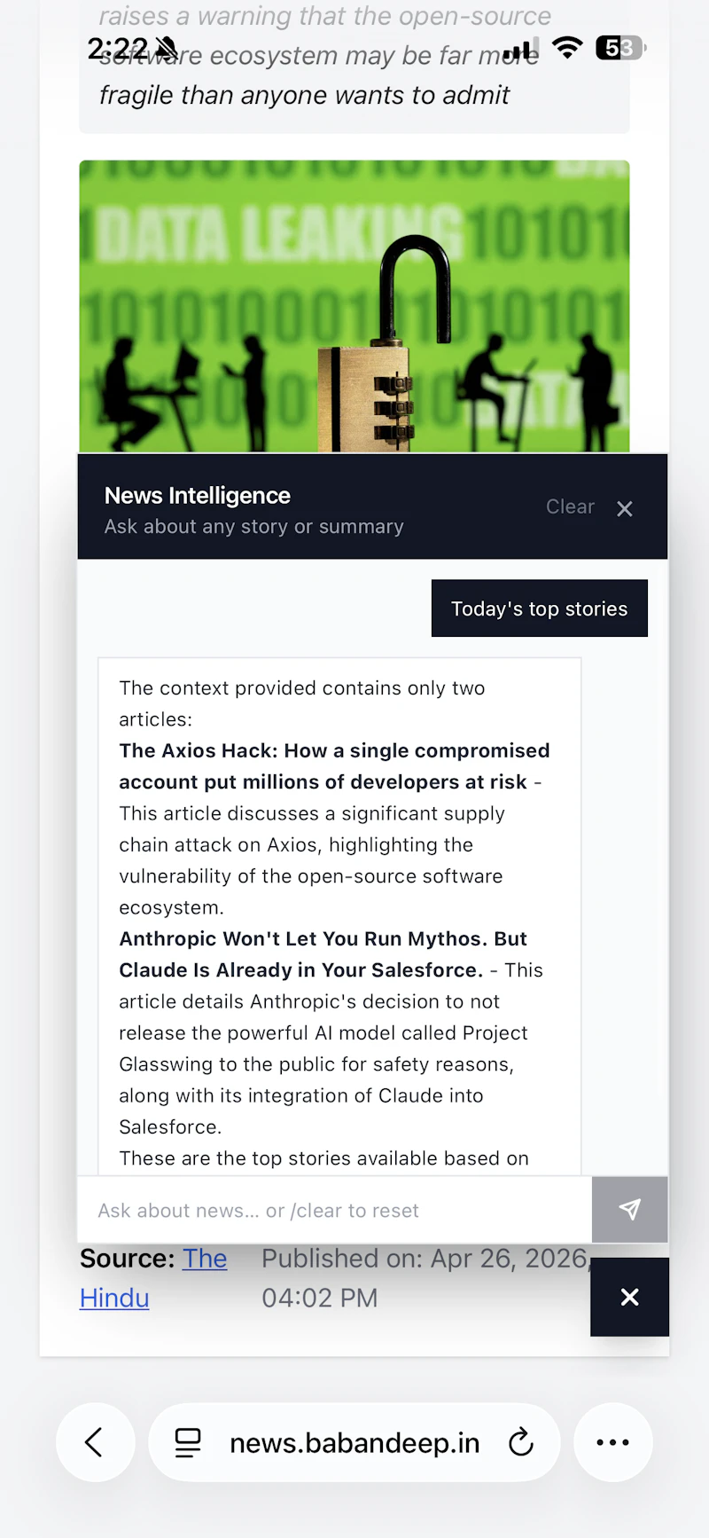 AI News Application screenshot 3