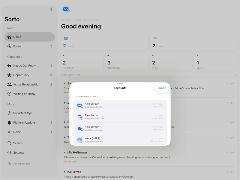 Sorto: AI email client screenshot 5